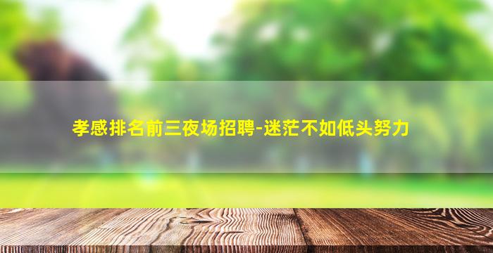 孝感排名前三夜场招聘-迷茫不如低头努力